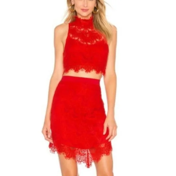 Free People Sabina Lace Red Dress NWT - Picture 3 of 5